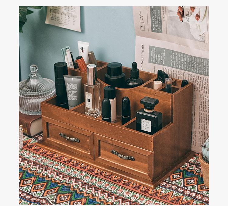 Многофункциональный органайзер для стола для канцелярских товаров и косметики с выдвижными отделениями и подставкой для ручек