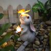 Outdoor Solar Rabbit Statue with LED Light Garden Waterproof Resin Butterfly Bunny Figurine Patio Yard Lawn Easter Decoration Ornament