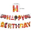 High Quality Fire Department Party Supplies Firefighter Theme Cake Insert Balloon Pull Flag Set