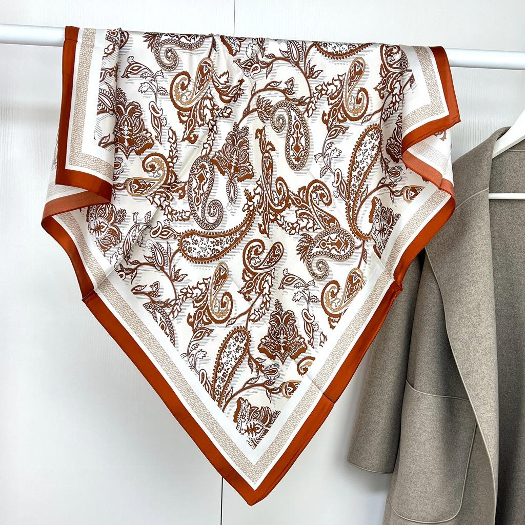 Silk Spring And Autumn Retro Cashew Flower Scarf Small Scarf Silk Mulberry Silk Silk Scarf 90 Square Scarves Women