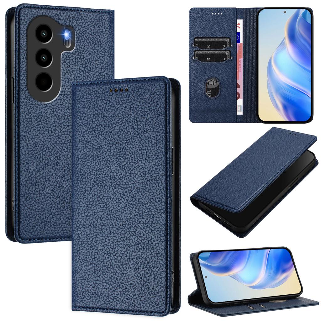 For itel Power 70 4G Wallet Case RFID Blocking Litchi Texture Leather Mobile Cover