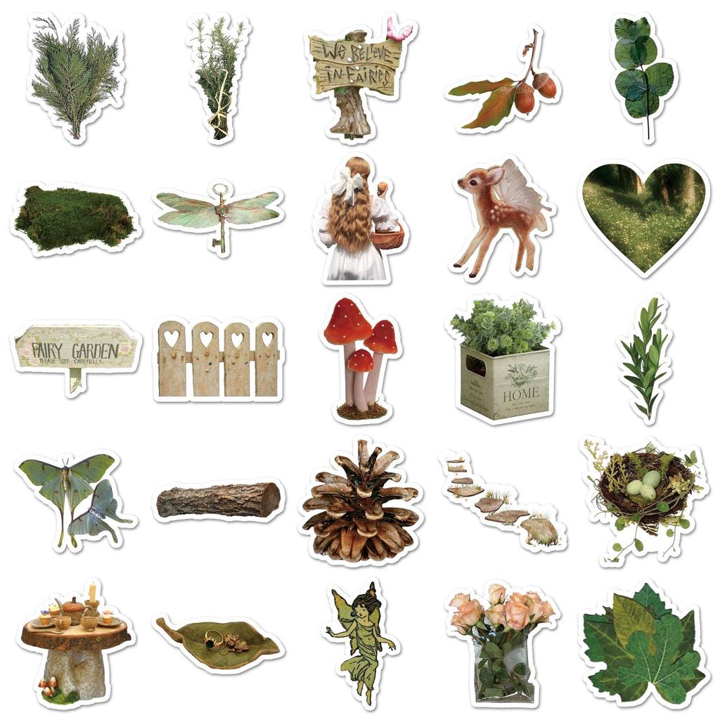 50 Forest-Inspired Graffiti Stickers for Water Bottles, Skateboards, Computers, and Journals