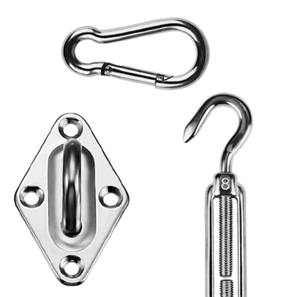 Shade Sail Hardware Kit 304 Stainless Steel Hardware Kit for Triangle Square Rectangle Sun Shade Sail Installation in Garden Patio Lawn Deck