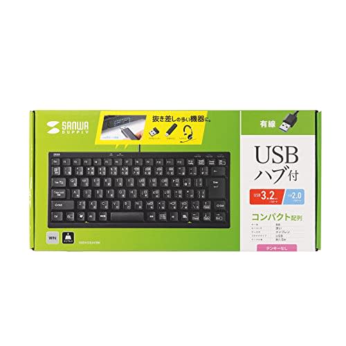 Sanwa Supply Compact keyboard with USB hub SKB-KG3UH3BK Black
