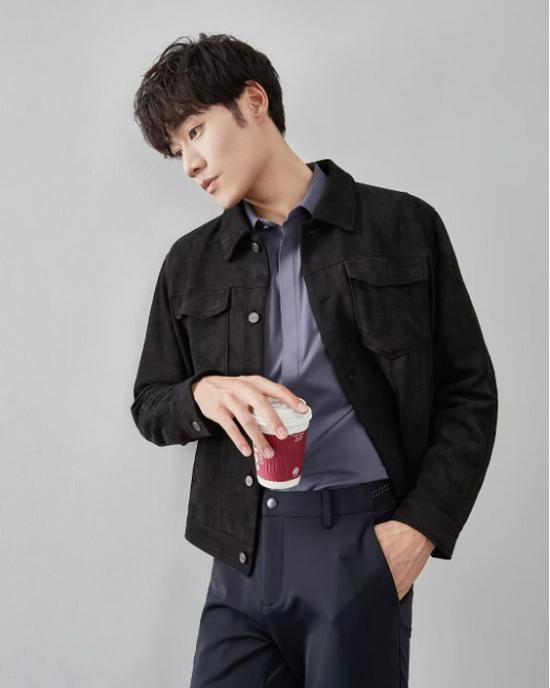 Men's British Style Suede Velvet Jacket, Autumn/Winter, Light Luxury Casual Business, High-End Feel, Windproof Lapel Coach Top