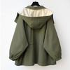 Женская ветровка с капюшоном, лоскутное цветное блоковое застежка-молния и пуговицы, длинные рукава, плотная талия, свободное пальто, куртка в стиле карго для отдыха на открытом воздухе