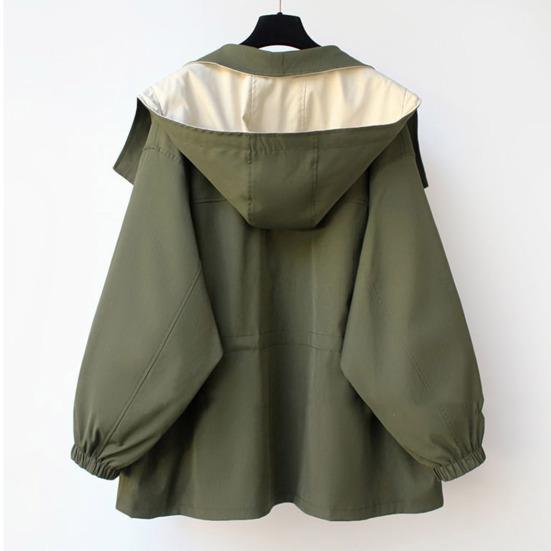 Женская ветровка с капюшоном, лоскутное цветное блоковое застежка-молния и пуговицы, длинные рукава, плотная талия, свободное пальто, куртка в стиле карго для отдыха на открытом воздухе