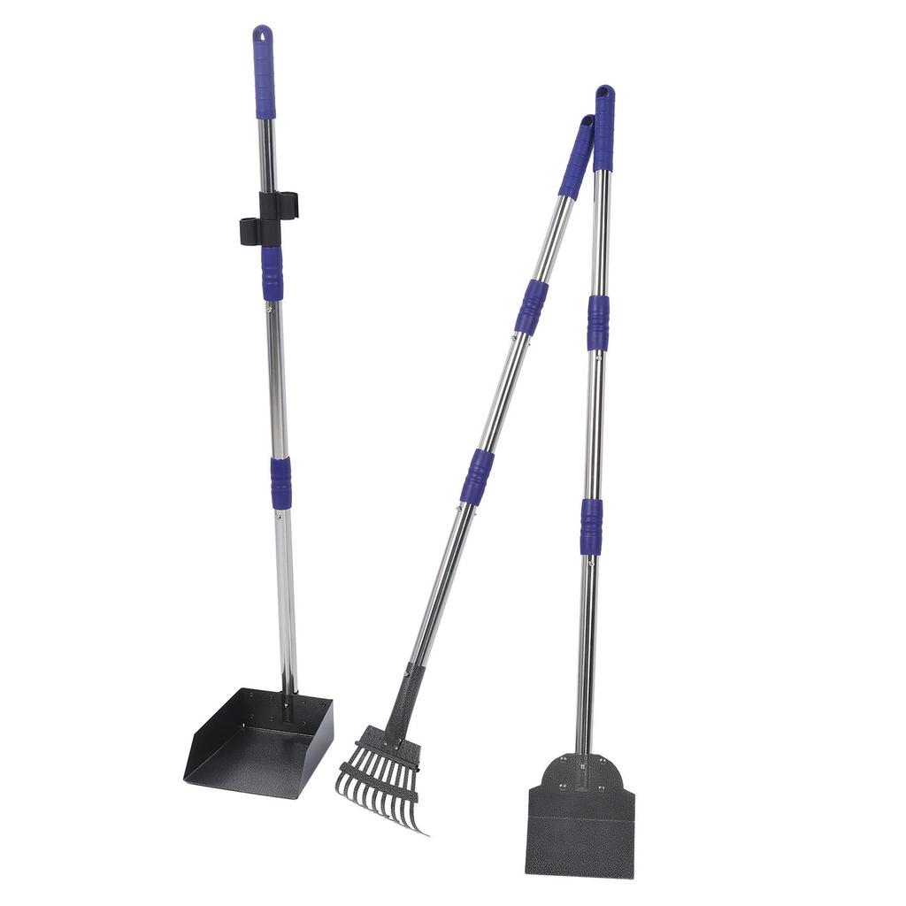 Совок для уборки собачьих экскрементов, регулируемый поднос с длинной ручкой, набор граблей, портативный совок для удаления отходов домашних животных