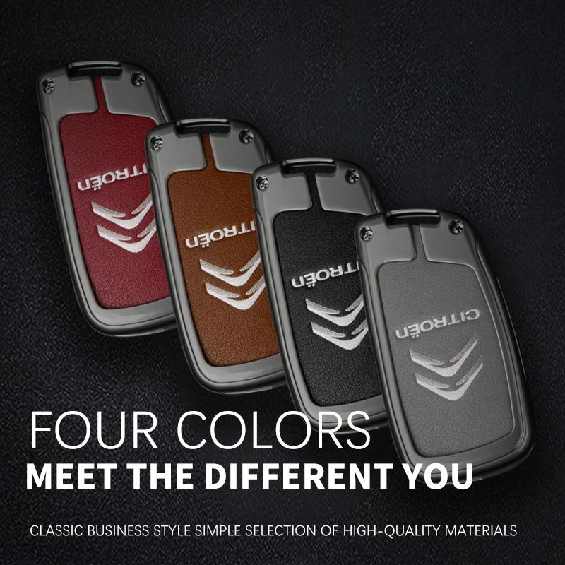 Car Flip Remote Key Case For Citroen C1 C2 C3 C4 C5 XSARA PICA Auto Accessories Zinc Alloy Leather Key Cover Protector Shell 
