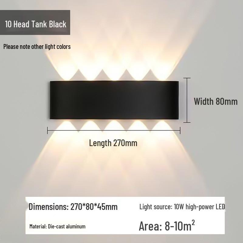 Waterproof LED Outdoor Wall Lamp, Single Head Up/Down Spotlight for Courtyard, Bedroom, Corridor, Hallway