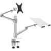 LOE Laptop LCD Monitor Dual Arm Desk Mount (Silver)