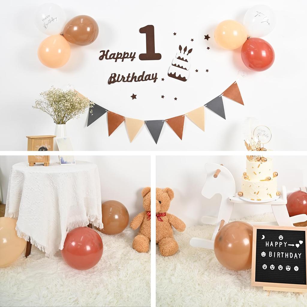 GRESATEK Украшение на день рождения Воздушный шар Воздушный шар с цифрой 1 1 год С днем рождения С днем рождения Украшение на стену из фетра Ткань Флаг Гирлянда Украшение
