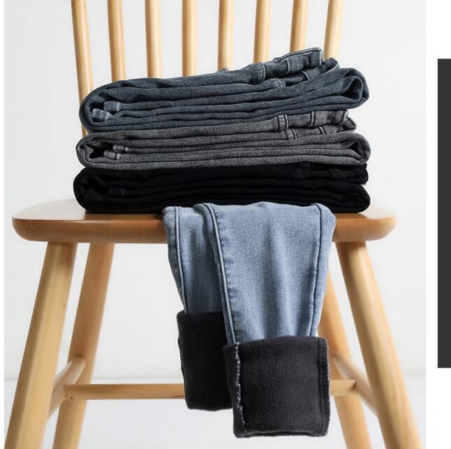 Women Skinny Jeans Winter Velvet Plush Warm High Waist Jeans Girls Denim Pants
