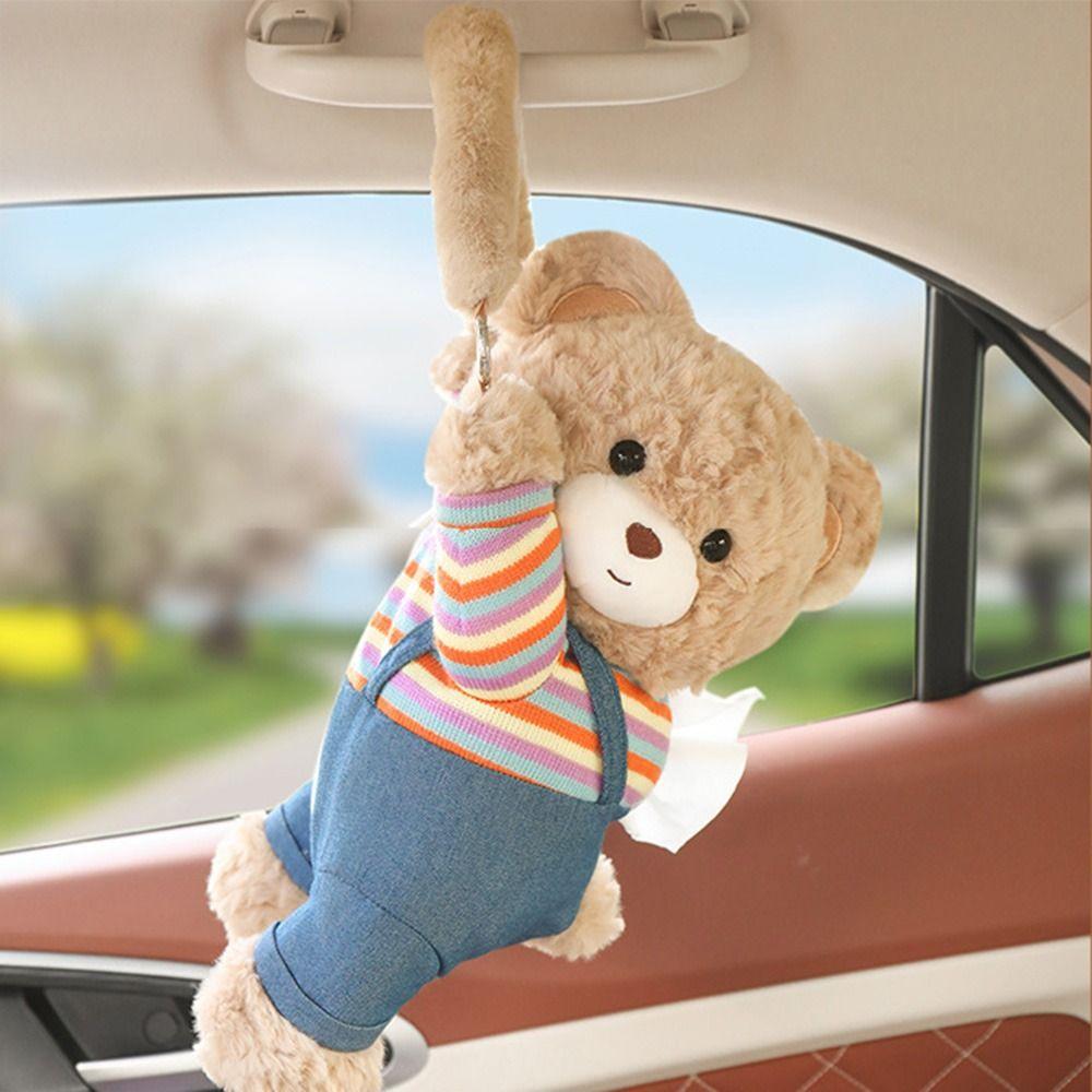 Cartoon Plush Bear Vehicle Tissue Bag Soft Plush Tissue Box Dispenser Towel Paper Holder  Kitchen