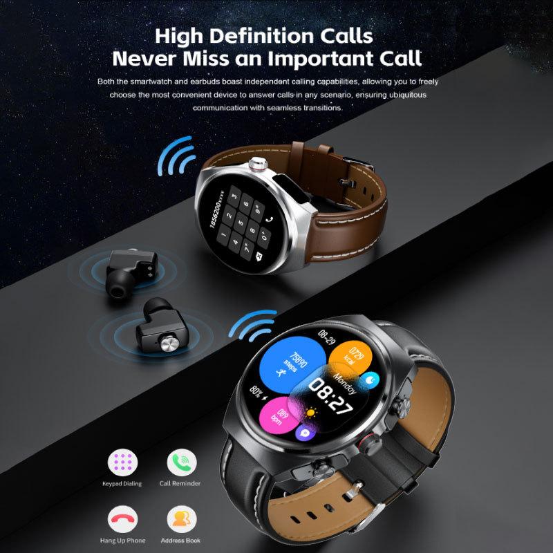 Два в одном умные часы Bluetooth Dual Call Music Health Sports Headset Watch