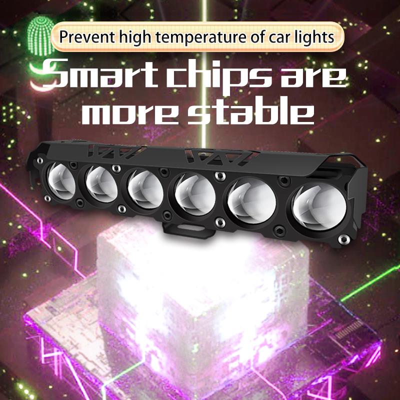 Светодиодный прожектор с 6 линзами для мотоцикла, двухцветный дальний/ближний свет, противотуманные фары для автомобилей, грузовиков, внедорожников UTV, 12 В, 24 В, мини-линза, фара дальнего света