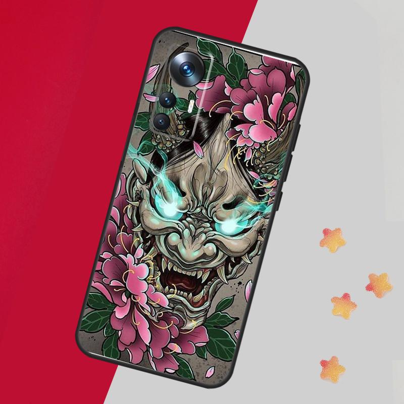 Японская маска демона Они Ханья для POCO X5 X3 Pro M5 M5s F4 X4 F3 F5 Чехол для Xiaomi 13 13T Pro 12 Lite 12X 11T 12T 14 Pro