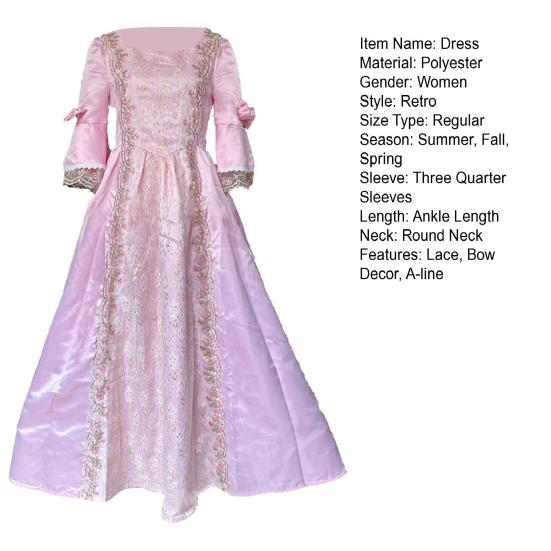 Женское платье для выступлений на сцене в стиле ретро-королевского королевского стиля с кружевным бантом и рукавом-колоколом в стиле пэчворк на Хэллоуин