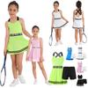 Children's Clothing Set Tennis Suit Sleeveless Tennis Dress with Inner Shorts Girls' Tennis Sports Training Workout Dress Outfits