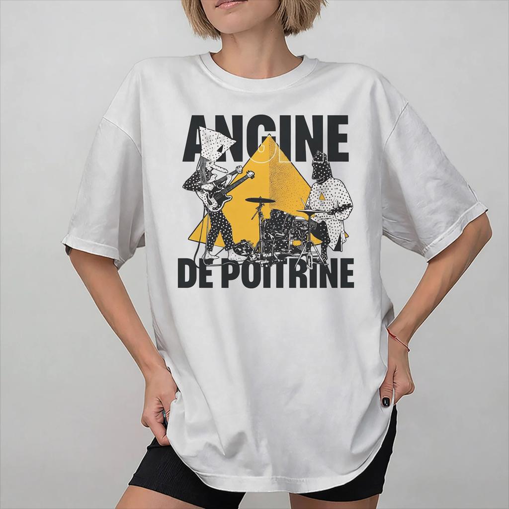 Angine de Poitrine Band Graphic Printed T Shirt Unisex Women Cotton Tee Shirt Clothing