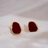 Big Winered Color Irregular Geometry Bean Stud Earrings for Women Ear Jewelry Accessory Girl Gift