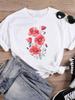 (Asian Size) Women's Top Love Letter Flower Style Cute T Clothing Casual Fashion Print Female Casual Graphic Tee Short Sleeve T-shirts