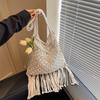 Bohemian Tassel Hollow Woven Mesh Bag Women's New Large-capacity Vacation Wind Tote Bag
