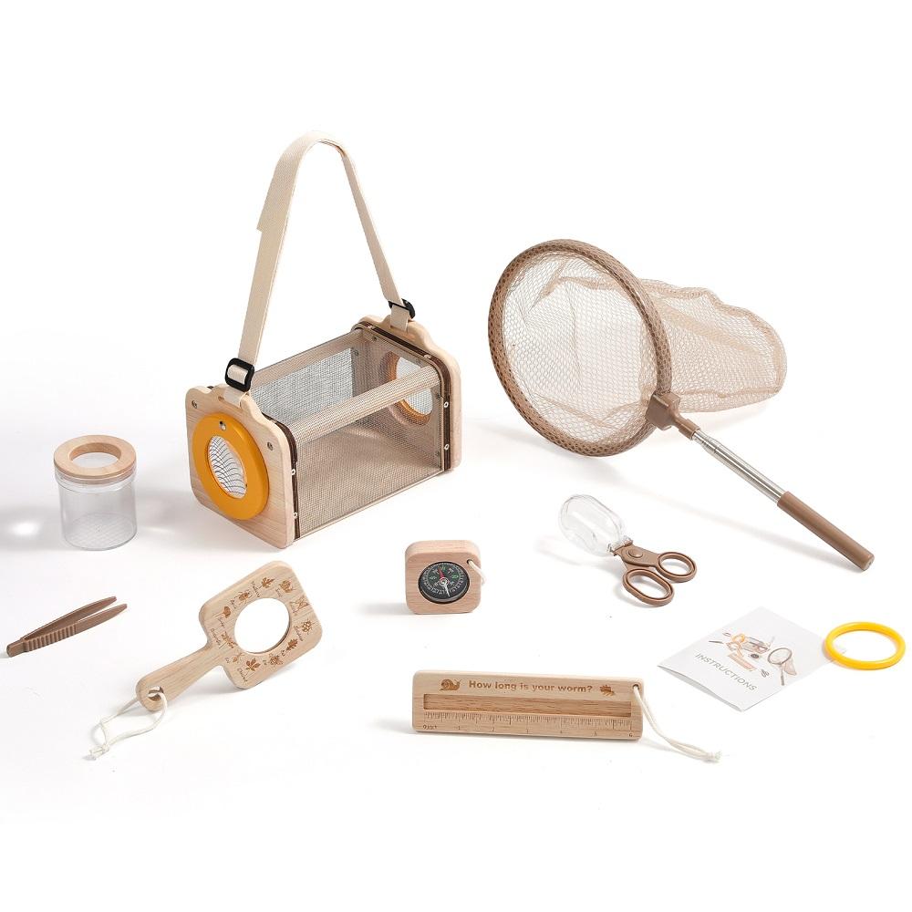 Детский набор для юного исследователя для улицы, Детские развивающие игрушки Монтессори, Коробка для наблюдения за насекомыми и растениями, Вьювер, Сачок для ловли, Подарочный набор