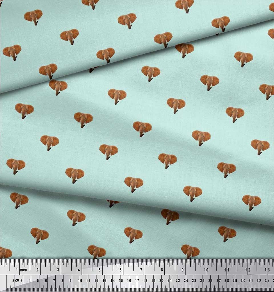 Soimoi Ткань японский креп-сатин с принтом в виде морды слона, ткань на метр 42 дюйма