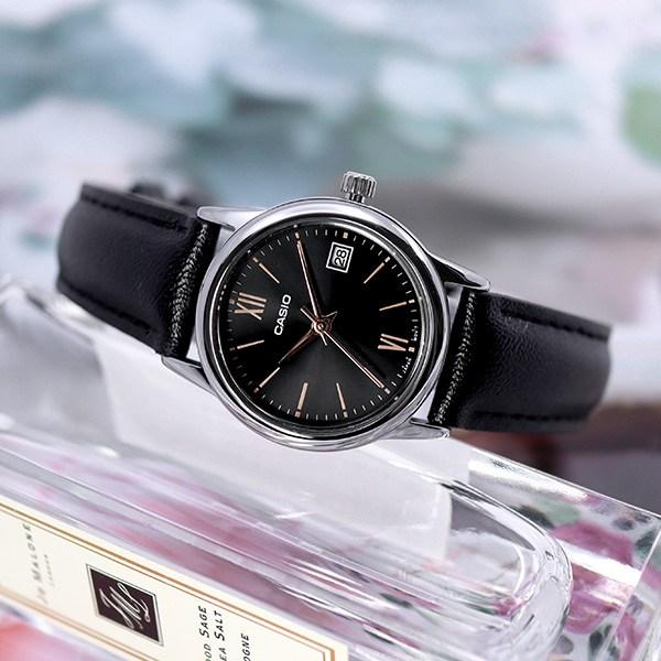 Casio Маленькие студенческие деловые часы из минерального стекла 002 кожаные, черные B3