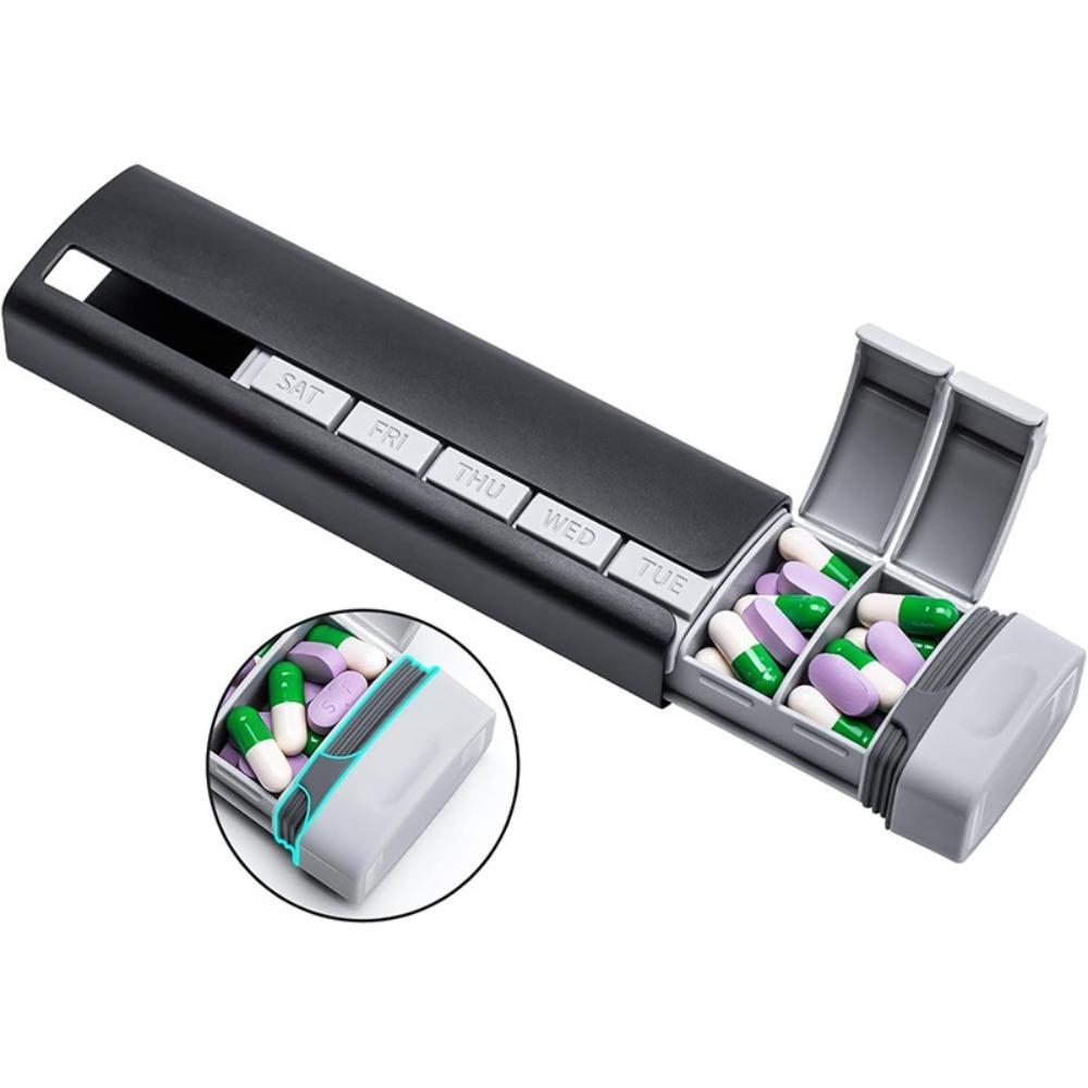 Aluminum Construction Weekly Pill Organizer Large Capacity Pill Organizer Pill Box Supplements