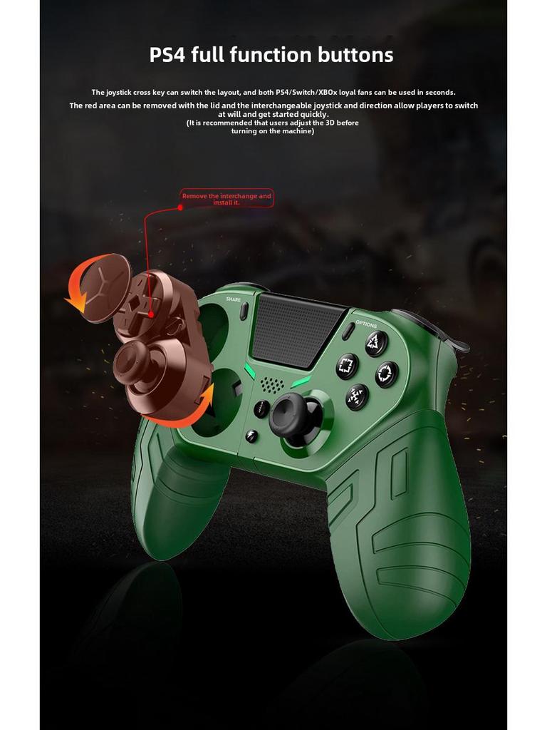 Wireless PS4 Game Controller with Somatosensory Vibration, One-Button Burst, Macro Programming, Bluetooth Connectivity for Mobile/PC/PS4.