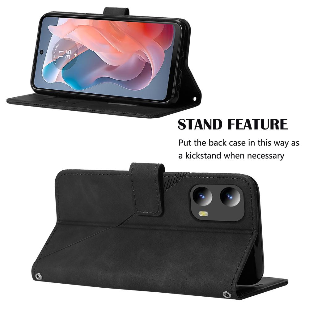 For Motorola Moto G Play 5G (2024)/Moto G 5G (2024) Leather Case with Hand Strap Wallet Stand Phone Cover