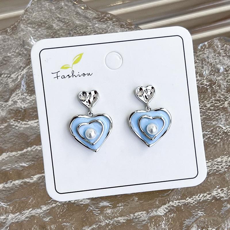 Свежие светло-голубые серьги, геометрические серьги, темперамент, сетка, красные модные шпильки, новая модная женщина