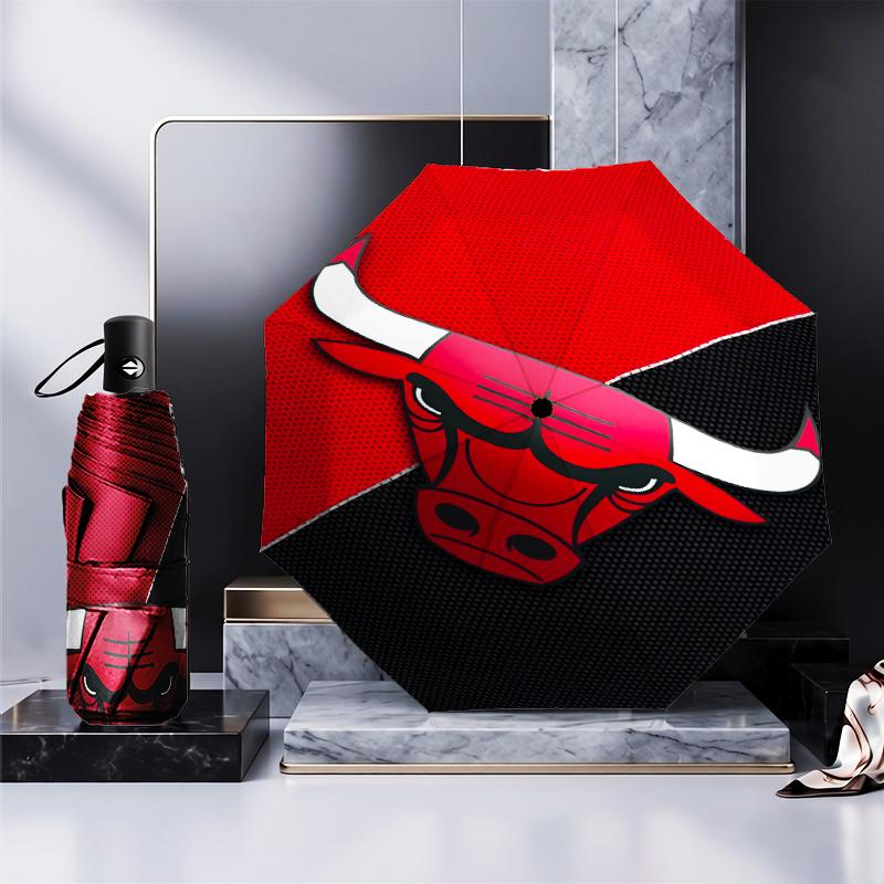 Складной зонт Red Bulls Basketball, автоматический зонт с 8 спицами для путешествий, кемпинга. Подарок на Хэллоуин, Рождество