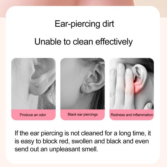 Портативный набор для чистки проколов ушей с 15 мл чистящего раствора для ухода за ушами, одноразовая нить для чистки отверстий для сережек для женщин и девочек, набор инструментов для чистки отверстий для сережек