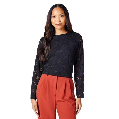 Принципы Женский/женский кружевной топ с длинными рукавами