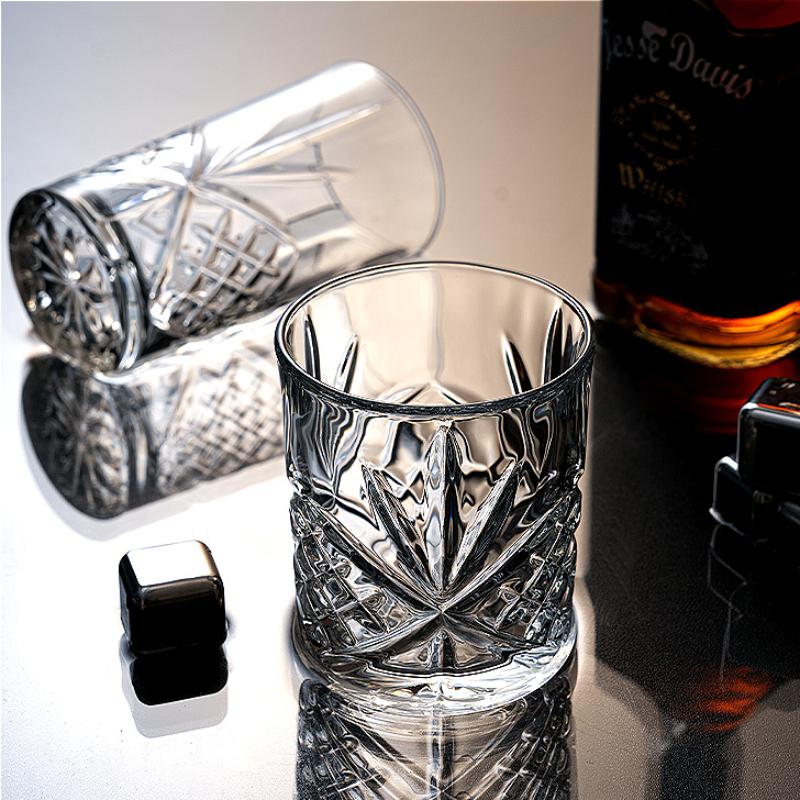 330ml/350ml Carved Whiskey Glass Transparent Wine Glass High End Foreign Wine Glass Exquisite Juice Beverage Mugs Water Bottle