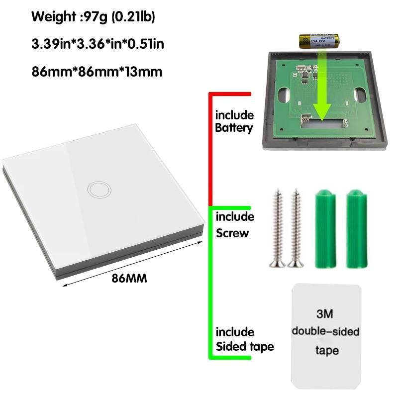 433mhz rf Wireless Touch Button Switch Glass Wall Panel on Off Remote Control Switch Work with Receiver ,for Home Appliance