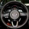 Черная крышка на руль автомобиля из микрофибры и кожи, сшитая вручную, для Mazda 3/6 Axela 2017-2018 Atenza CX-3 CX-5CX-9, автомобильный аксессуар