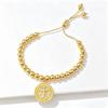 Gold-Plated 6mm Copper Bead Chain St. Benedict Pendant Adjustable Bracelet New Trend for Women's Daily Party Jewelry Accessory