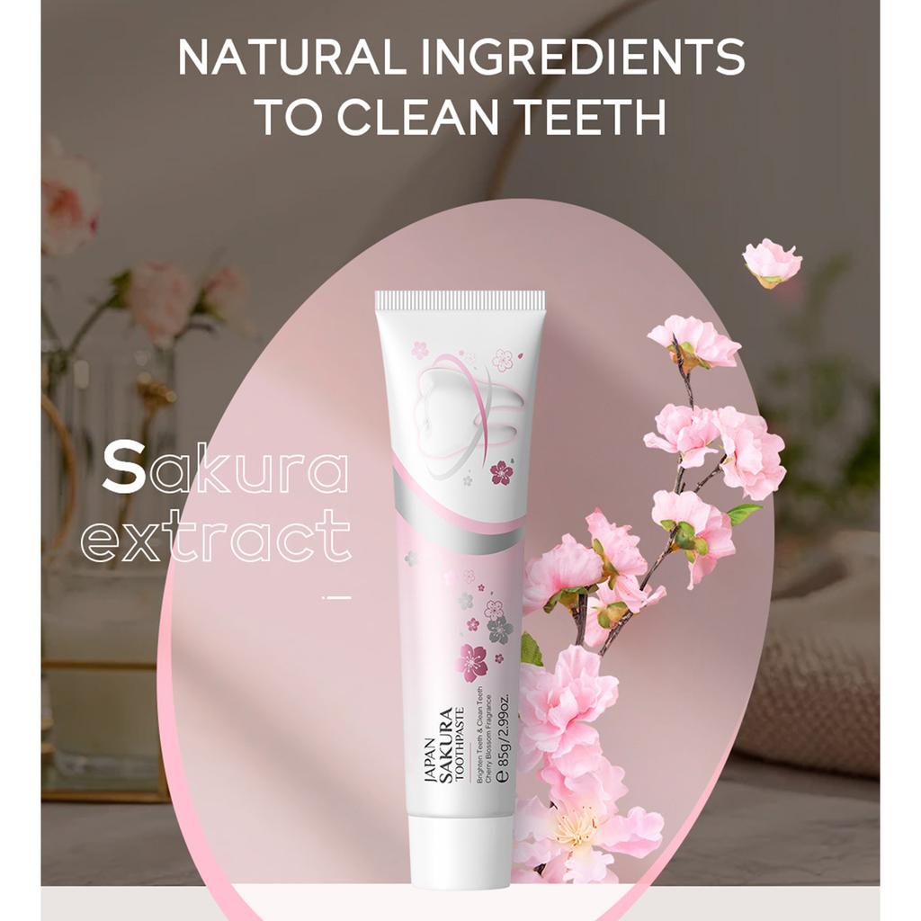 Зубная паста с экстрактом сакуры для ежедневной глубокой очистки, борьбы с пятнами и свежего дыхания — мятный вкус. Уход за полостью рта.