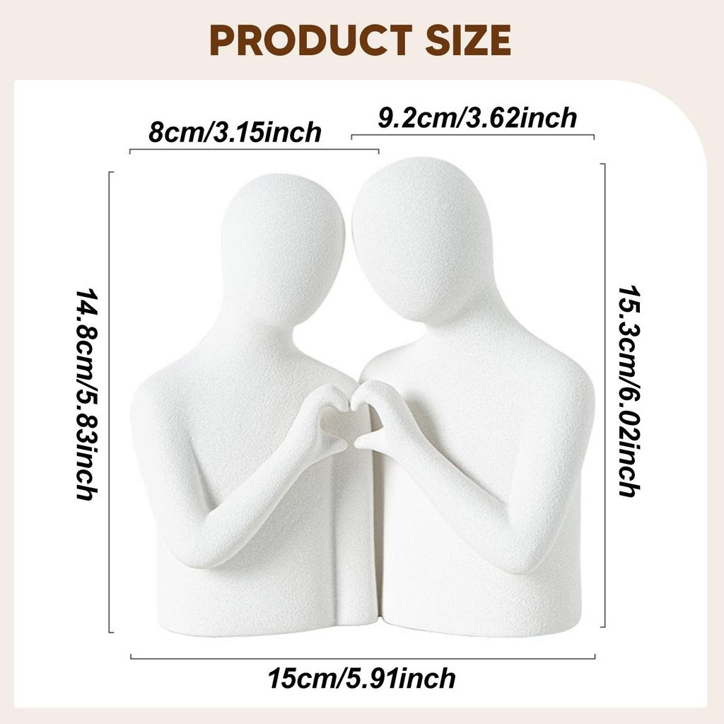 Abstract Couple Statue Desktop Ornament Desk Collection Lover Sculpture Heart Gesture Figurine for