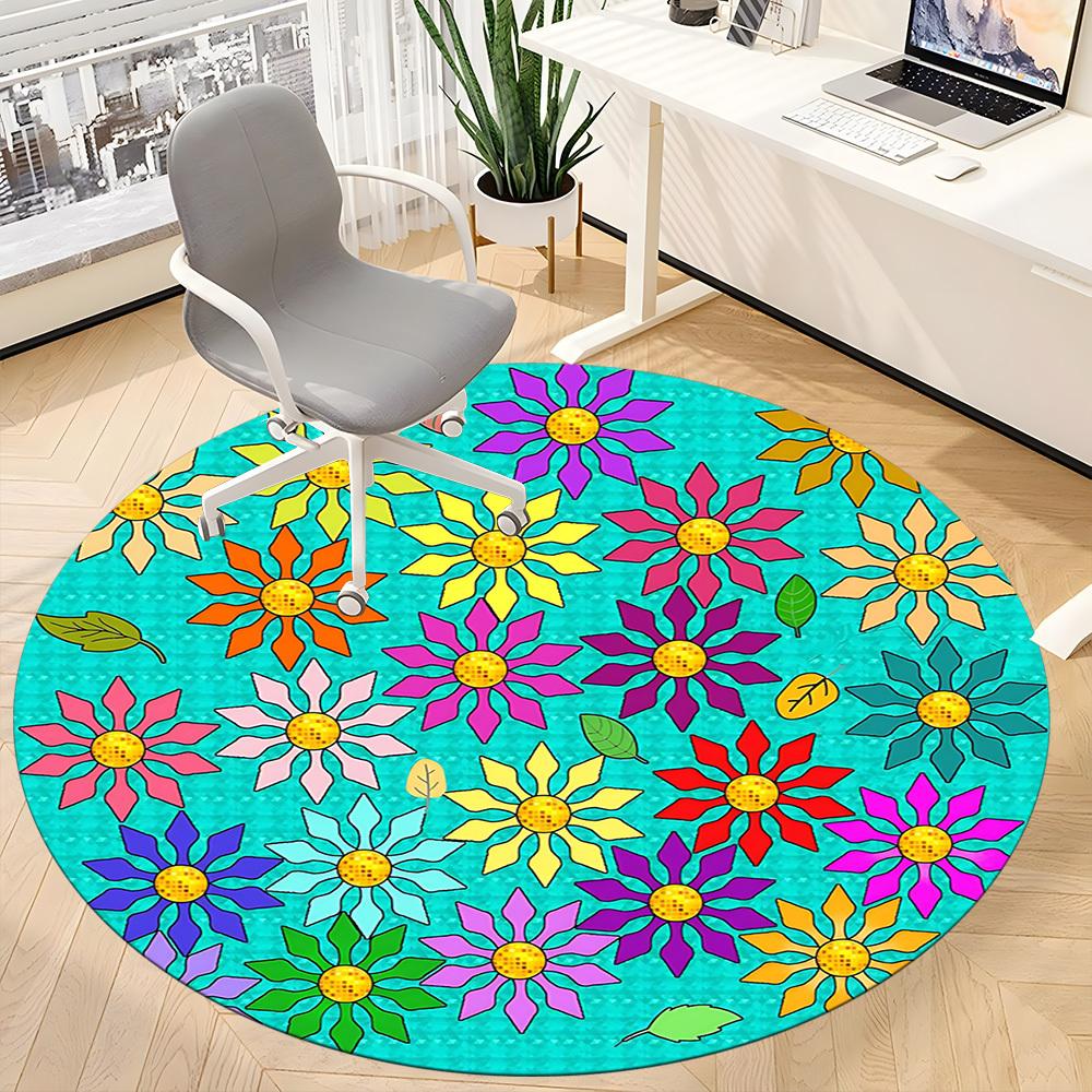 1pc Flower Mandala Chair Carpet for Office, Non-slip, Soft and Durable Office Rug, Perfect for Office yy260131089