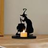 Halloween Witch Ornament Scary Old Witch Desktop Wooden Ornament Halloween Party Candle Holder Ornament Halloween Gift