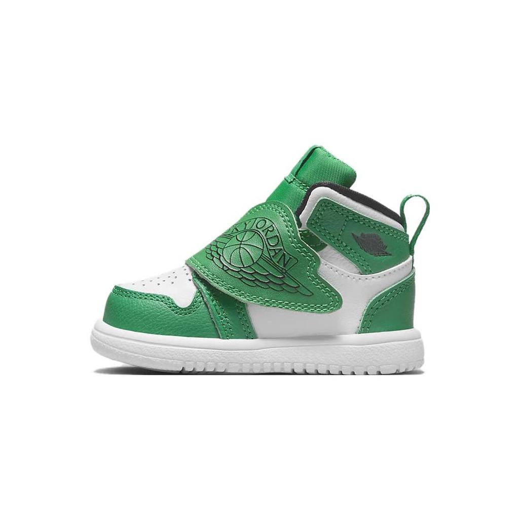 Jordan Air Jordan 1 TD Leather Slip Resistant Anti Kick High top Toddler Shoes Green White Infant And Toddler BQ7196-301