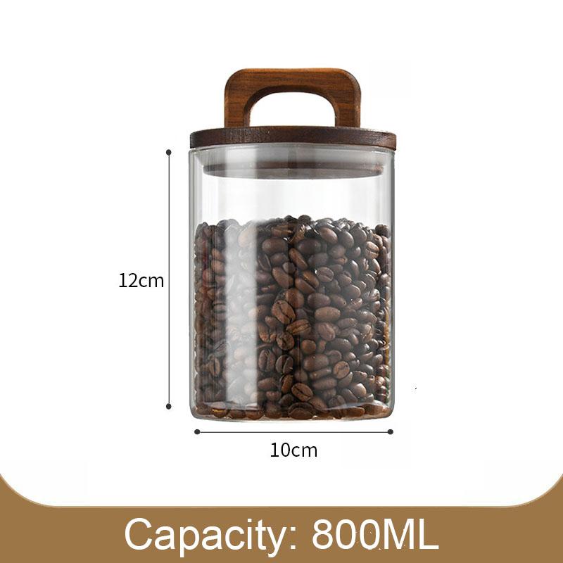 Стеклянная герметичная банка для кофейных зерен, герметичный водонепроницаемый и влагостойкий контейнер, банка для хранения пищевых зерен и конфет