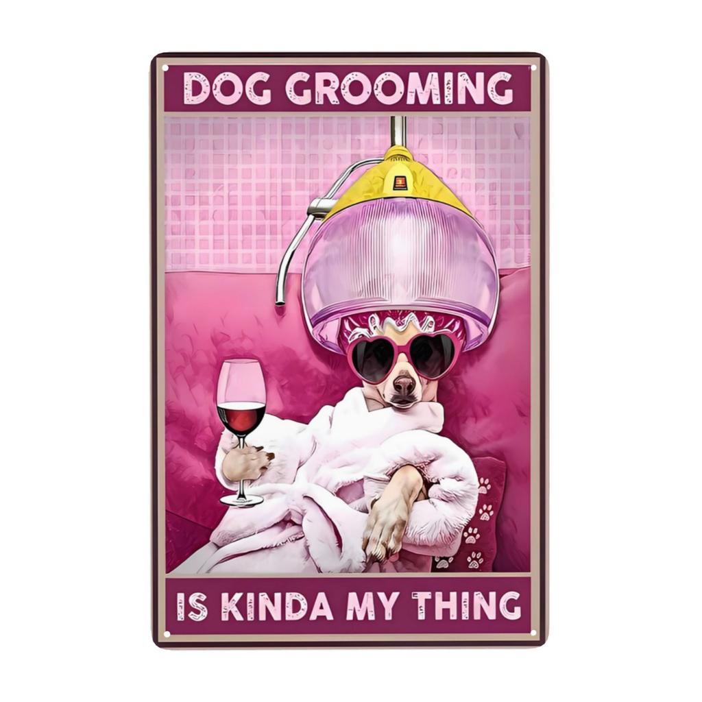 Dog Salon Vintage Wall Metal Sign, Dog Grooming Salon Sign Farmhouse Country Kitchen Home Garden Wall Decor Art 8x12 Inch