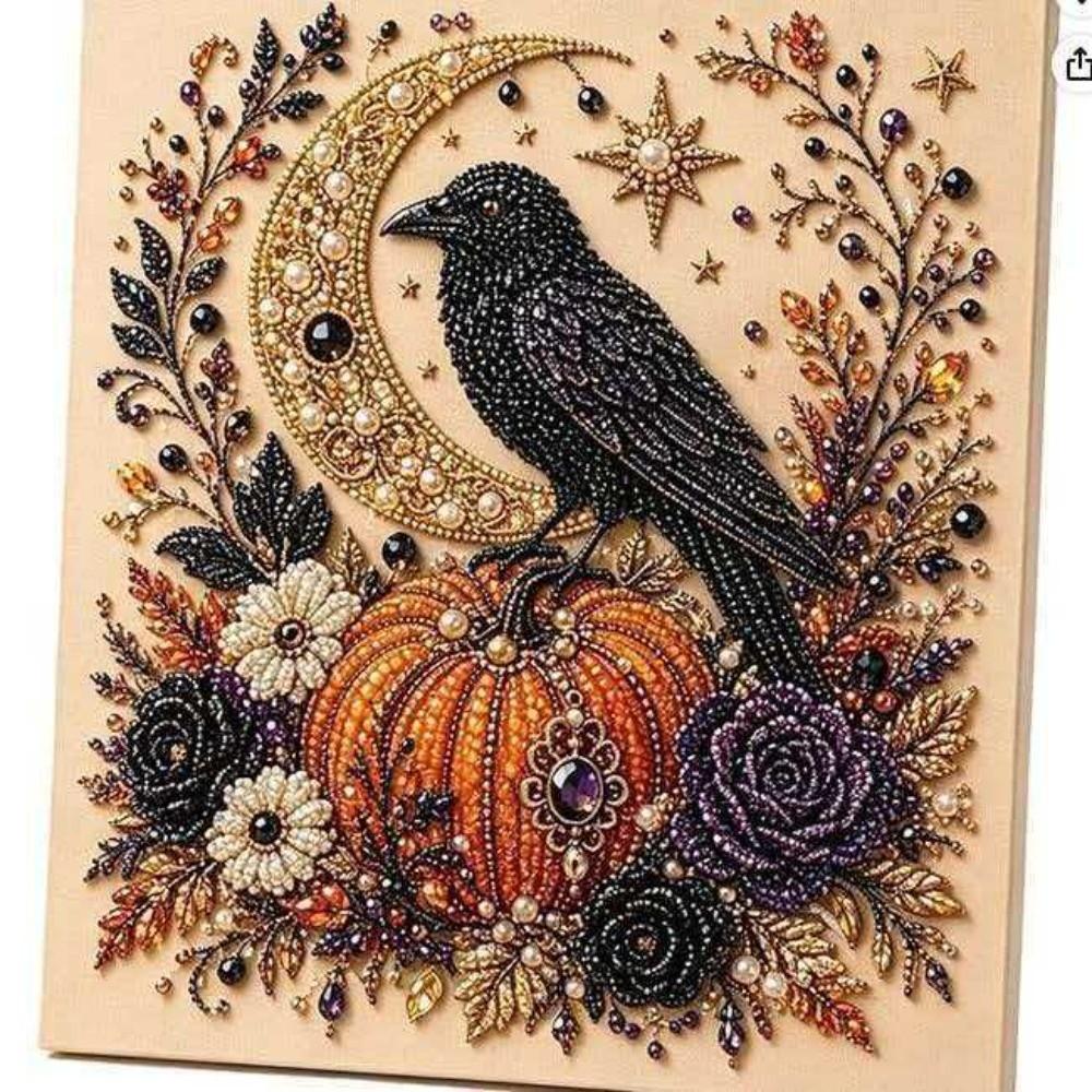 Resin Pearls DIY Pearl Art Kit Preprinted Canvas Halloween Pearl Art Seasonal Home Decor