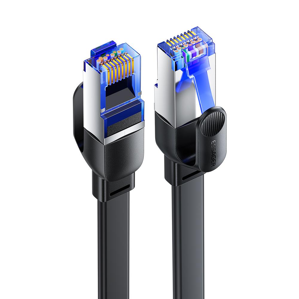ESSAGER EXCWXY-JH01-P PVC 0.5m CAT8 Ethernet Flat Cable Home Office 40Gbps 2000MHz Network Cable